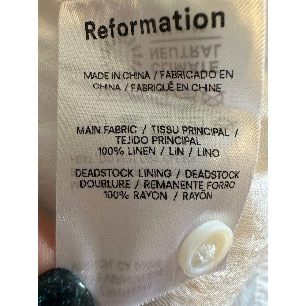 Reformation Jessi Linen Mini Dress - L'isola Di Capri Size 8 - Picture 11 of 13